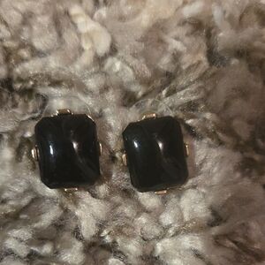 Black and Gold Square Earrings